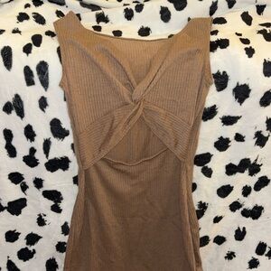 Brown crossed tank top dress